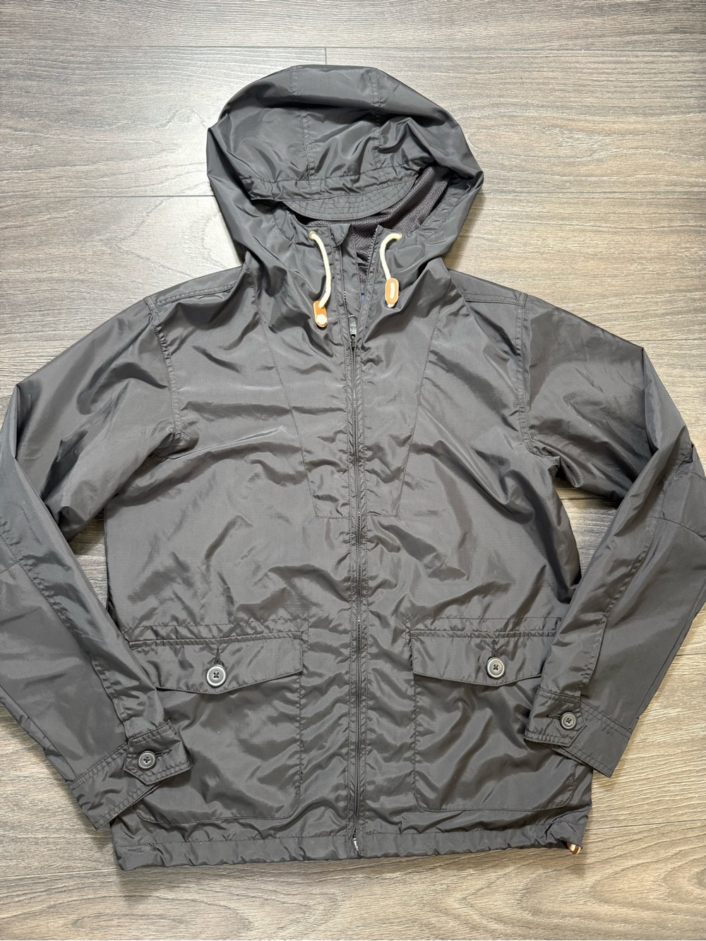 Old Navy Black Hooded Windbreaker Jacket